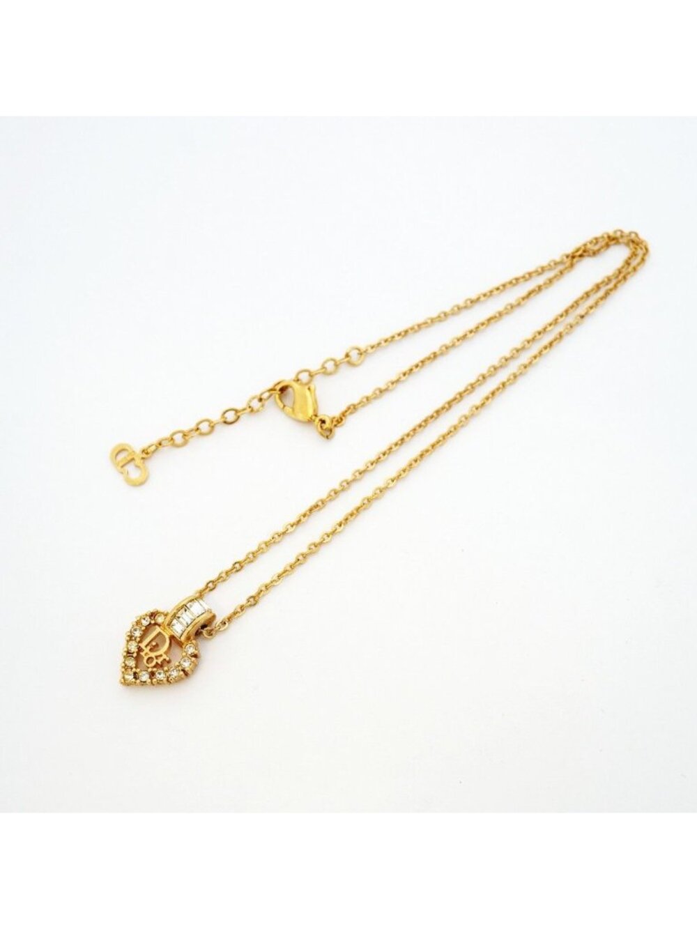 Dior Necklace Logo Gold Plated Line Stone - Picture 3 of 5